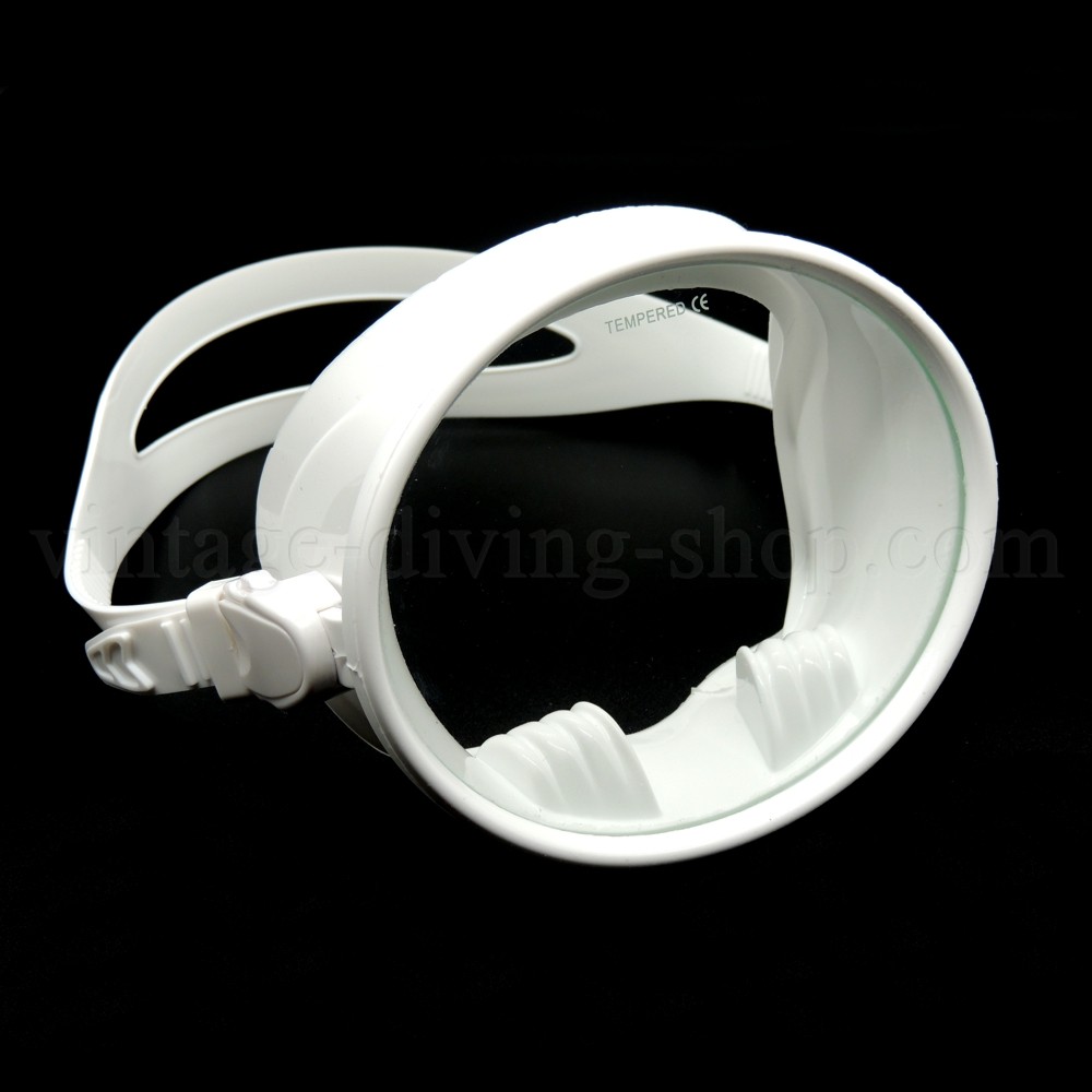 reinweiße runde rahmenlose Retro Taucher-Maske Scuba Taucherbrille Silikon NEU